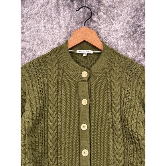 Alex Mill Cardigan Small Womens Green Chunky Cable Knit Sweater - Picture 2 of 8
